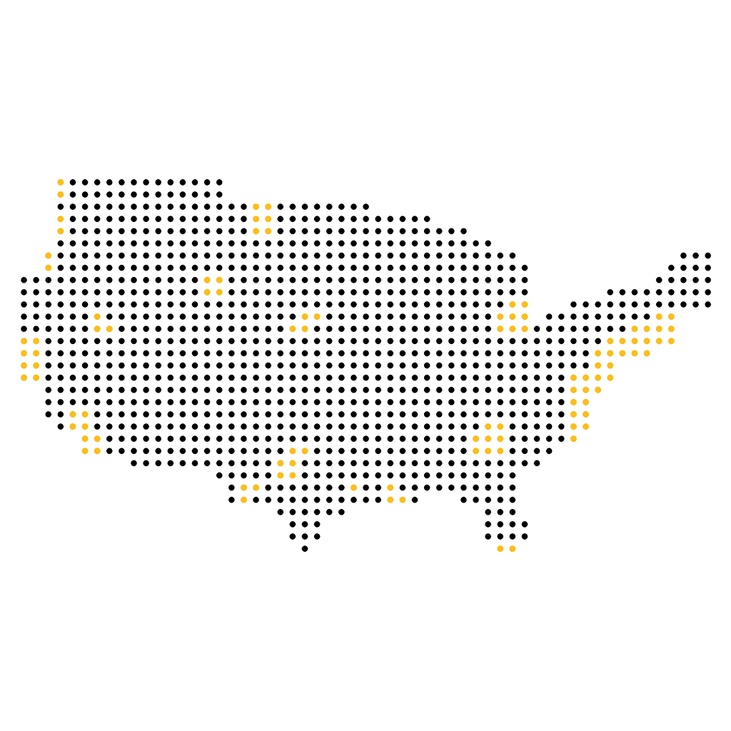 A map representing the geographical locations of ACA Computers' managed IT services clients